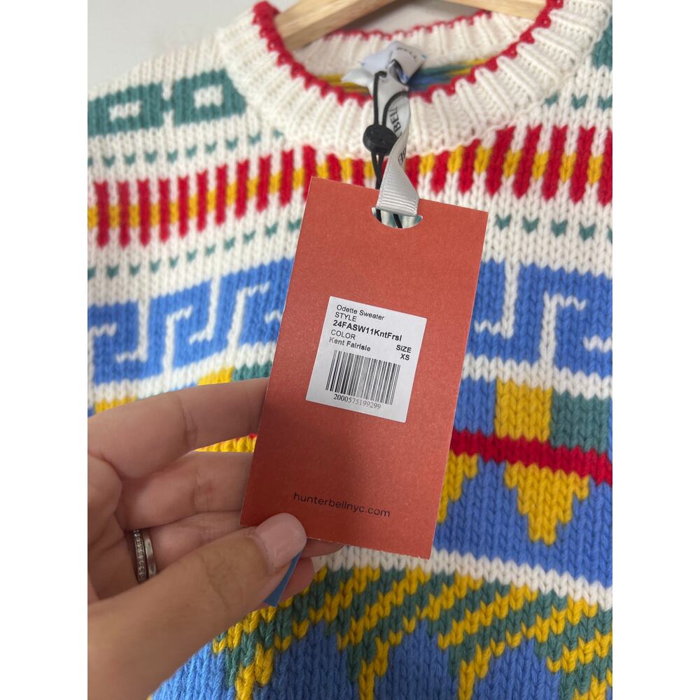 NWT Hunter Bell Odette Kent Fairisle Crew-Neckline Striped Sweater Top Size: XS - Picture 5 of 8